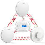 CPVAN Wireless Interlinked Smoke, Heat & Carbon Monoxide Alarm Bundle, Fire Alarms, Scotland & England Law Compliant, 10 Year Battery, CE & BS Certified, Pre Linked. 4 Pack