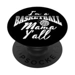 Southern Moms Cadeau de basket-ball fantaisie pour femme Gris et blanc PopSockets PopGrip Adhésif