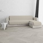 Italian Bed Linen Housse de canapé avec méridienne, Tissu extérieur Microfibre + Rembourrage Polyester, crème, 290 cm