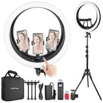 NEEWER 19" Ring Light,Lumière Anneau avec 3 Supports Téléphone&Mini Rotule,2,4G&Contrôle Tactile Améliorés,Gradation Douce à 1%,Anneau Lumineux pour TikTok Zoom d'Enregistrement Vidéo en Direct,RP19H