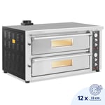 Royal Catering Elektrisk pizzaovn - 6+6 x 33 cm 2 kammer 13 200 W 400 V ildleirestein