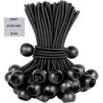 50-pack Bungee-bollar, svart sladd för presenning, UV-beständig, med elastisk sladd för presenning, presenning, remmar, tält, stänger och trådar BLACK(15CM 6INCH)