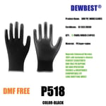 Gants de sécurité certifiés CE en polyester PU noir,12 paires,gants de travail de mécanicien,gants de protection du travail de jardin EN388 - Type BLACK DMF 12PAIRS-S