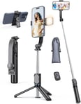 Selfie Stick with Light [Detachable Phone Holder], 41.7" Extendable Black 