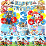 Kit Anniversaire Pat Dog 3 Ans,91 Pcs Decoration Anniversaire Pat Patrouill,Assiette Patrouil Dog Anniversaire,Anniversaire Pat Dog Garçon,Ballon Pat Dog,Deco Gateau Pat Dog,Serviette,Vaisselle(Q193)