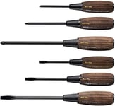 VESSEL 336PS Wood Compo Tang Thru Screwdriver Set of 6 Pieces F/S w/Tracking#