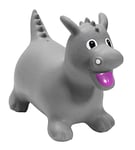 Happy Hopperz Inflatable Bouncy Animal with Grippable Ears/Horns, Easy to Clean Space Hopper for Indoor and Outdoor Play, Bouncing Toy, Pump Included, 12 Months-5 Years, Grey Dragon