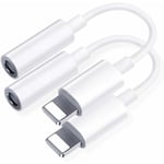 【2 Pack】 Adaptateur Casque pour iPhone 11,Aux Audio Connecteur Jack 3,5 mm Câble Adaptateur Casque Répartiteur pour Musique Compatible avec iPhone