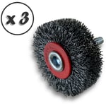 Kibros - Brosse circulaire métallique sur tige ø 50 mm Fil acier dur - Quantité x 3 - ø 50 mm - Ep. 18 mm - Acier dur