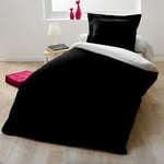 Home Linge Passion - bicolore Parure de couette 100% coton - Noir - 140x200 cm - Noir