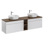 Meuble double vasque 180cm 2 niches Zelie Blanc et Bois