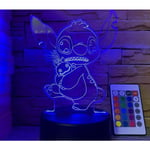 Wekity 3d Stitch Creative Gift Fjärrkontroll Touch Colorful USB bordslampa Stitch 1 USB Black Touch Colorful