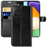 MONASAY for Samsung Galaxy A52 5G/Samsung Galaxy A52s 5G Wallet Case 6.5-inch, [Included Screen Protector][RFID Blocking] Flip Folio Leather Cell Phone Cover with Credit Card Holder, Black