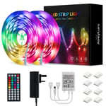 15M LED Strip Lights,AveyLum 2x7.5m Strips Lighting Kit 5050 RGB 12V Power Adapter 44 Key IR Remote Control Color Changing LED Strip Light for Garden Bar Party Home Decorations