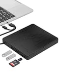 Maxesla External DVD Drive USB3.0 Type C with SD TF Card Reader & USB-Stick Port, DVD 8X CD24X Super Fast Speed USB DVD Drive external,Burner External CD DVD Drive for Windows 11 Laptop Desktop PC Mac