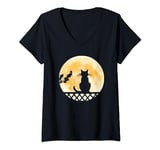 Black Cat and a Big Yellow Moon V-Neck T-Shirt