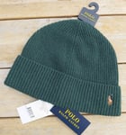 Genuine POLO RALPH LAUREN Green 80% WOOL BEANIE Hat Toque Tag 449938779006