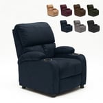 Fauteuil relax inclinable en microfibre velours repose-pieds Laura Couleur: Bleu