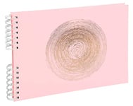 Exacompta - Ref. 16166E - ELLIPSE spiral photo album - 150 photos - 50 white pages - format 32 x 22 cm - light pink imitation leather cover with rose gold marking in the shape of an ellipse