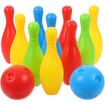 Bowlingset för barn, Mini leksaksbowlingset Trädgårdsklubbor Spel inomhusfestspel 10 st pinnar Spel med 2 bollar för barn 3+ år