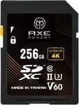 Carte Sd 256 Go V60, Vitesse De Lecture Jusqu'À 245 Mo/S, Uhs-Ii U3 Class 10 V60 4K Ultra Full Hd, Carte Mémoire Sdxc De Qualité Professionnelle