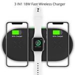 ZYD 3 In1 Wireless Charging Pad for Iphone 11Pro/11/XAR/Xsmax Charger Dock for Apple Watch 5 Wireless Charger for Airpods Pro,B