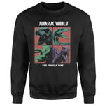 Jurassic Park World Four Colour Faces Sweatshirt - Black - XL