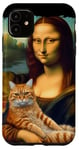 Coque pour iPhone 11 Mona Lisa tenant un chat Portrait d'art Peinture Kitty Cat