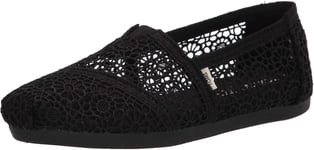 Toms Black Crochet Alpargata Womens Espadrilles Slipons Shoes