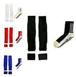 The Grip Soccer Socks, Soccer Socks Men, Anti Slip Soccer Socks, Non Slip Football Grip Socks, Sleeves, Shin Guard Straps, Black, One size