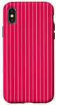 Coque pour iPhone X/XS Rose vif rayé girly esthétique Preppy Stripe