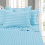 Élégant Comfort Meilleur, Plus douce, Cosiest 6 pièces Drap Définit. – 1500 fils en coton égyptien de qualité Luxueux résistant aux Rides de Damas Stripe Drap de lit 6 pièces, California King Bleu aqua