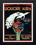 Lumartos, Vintage Poster Liquore Aura Contemporary Home Decor Wall Art Print, Black Frame, A4 Size