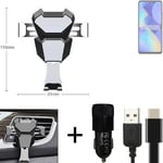  For Tecno Spark 10 Pro Airvent mount + CHARGER holder cradle bracket car clamp