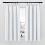 PONY DANCE Double Rideau - Rideaux Occultant Thermiques Isolants Anti Lumiere Galon Fronceur Court Décoration Double pour Chambre Maison Cuisine, 2 Pièces, 140 x 145 cm, Gris Blanc