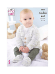 King Cole Little Trasures Baby Cardigan, Waistcoat, Sweater, Tank Top and Booties Knitting Pattern, 5858