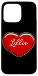 Coque pour iPhone 15 Pro Max Lillie Cœur dessiné à la main Motif prénom I Love Lillie