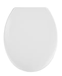 WENKO Abattant WC Vigone Blanc, abattant WC Fixation en Acier INOX, antibactérien, Duroplast, 37.5 x 45 cm, Blanc