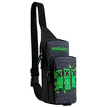 Minecraft Boys Crossbody Bag with Adjustable Strap - Gamer Gifts (Black/Green)