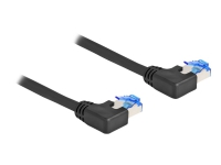 Delock - Patch-kabel - RJ-45 (hane) vänstervinklad till RJ-45 (hane) vänstervinklad - 2 m - 6 mm - S/FTP - CAT 6a - startad, halogenfri - svart