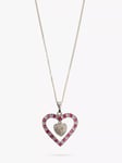 L & T Heirlooms Pre-Loved 9ct White Diamond and Pink Sapphire Heart Pendant Necklace