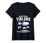 Womens Finland's Beauty Adventure Nature Outfit Moose Scandinavian V-Neck T-Shirt