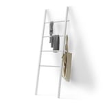 Umbra Hub Clothes Ladder, Freestanding Towel Ladder and Coat Rack with Four Rungs and Hooks, White, One Size