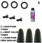 3 Baby Jogger City Classic TYRES 12 1/2" x 2 1/4 + Bent tubes + Puncture Sealant