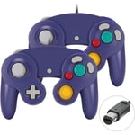 Gamecube Gamepad, 2-pack Klassisk Gamepad med Vibrationsjoystick, Kompatibel med Gamecube/Wii U/Wii/PC/Switch Controller, Blå Lila