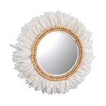 Romimex Miroir Mural Blanc Plumes 60 x 3 x 60 cm Rond