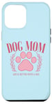 Coque pour iPhone 12 Pro Max Blue Dog Mom Accessories Women,Pink Dog Paw Print Dog Mom