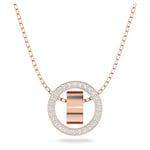 Swarovski White Crystal Pendant Necklace, Pavé Crystal Pendant in a Rose Gold Tone Plated Setting, from the Hollow Collection