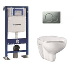 Pack wc Geberit UP320 + Cuvette grohe sans bride Bau Ceramic + plaque Sigma chr mate