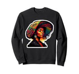 Colorful African American Woman in Hat Sweatshirt